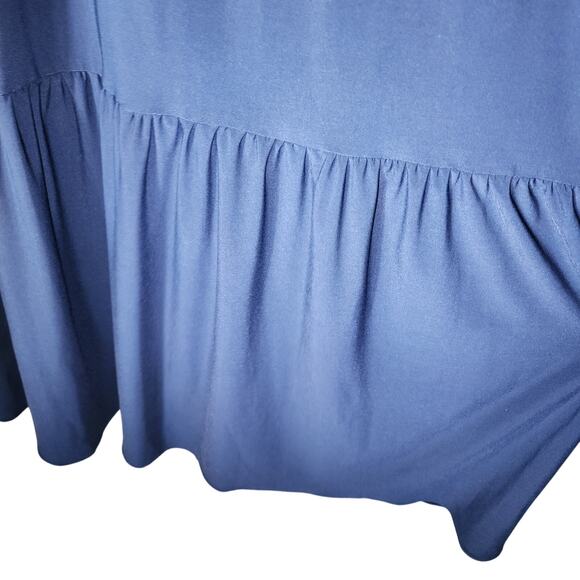 Eliza J Sz 12 Navy Blue Off Shoulder Tiered Hem Ruffle Neckline Dress Maxi - Picture 5 of 8